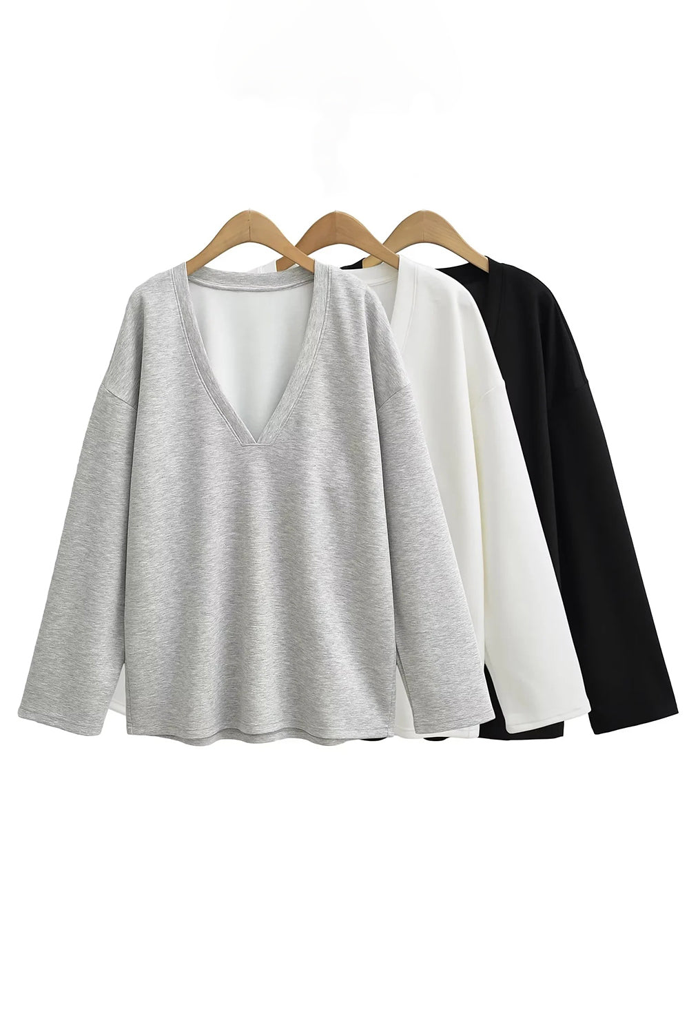 Basic Bae V-Neck Dropped Shoulder Long Sleeve Sweatshirt with Bra