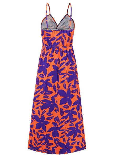 V-neck Boho Print Sleeveless Large Hem Maxi Dress HEDZRES2M8